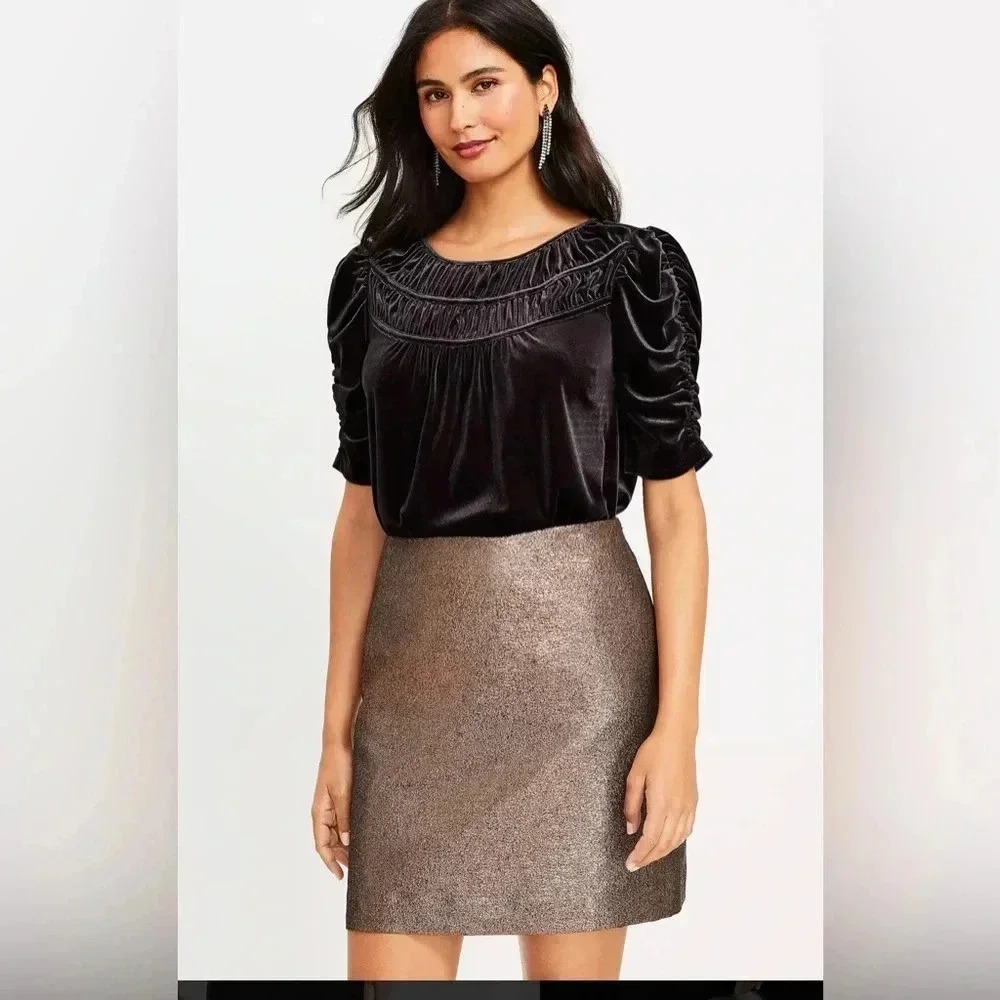 LOFT Black Velvet Top